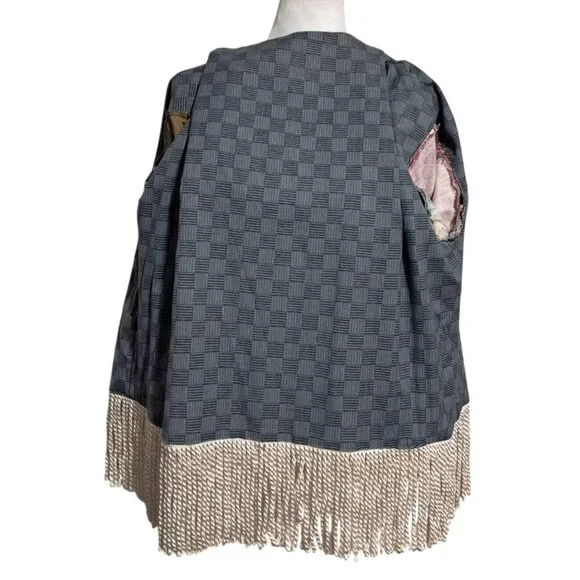 Vintage Boho Patchwork Fringe Floral Kimono Jacket Multicolor Artsy Toile Paisle - Picture 10 of 11